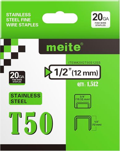Meite T50 Staples Staples Marine ، 9/16 بوصة من المواد الغذائية الثقيلة للبندقية الأساسية - 1512 التهم ، 20 مقياس 3/8 بوصة التاج T50 من المواد الغامضة للمياه المالحة ، التطبيقات البحرية in Kuwait