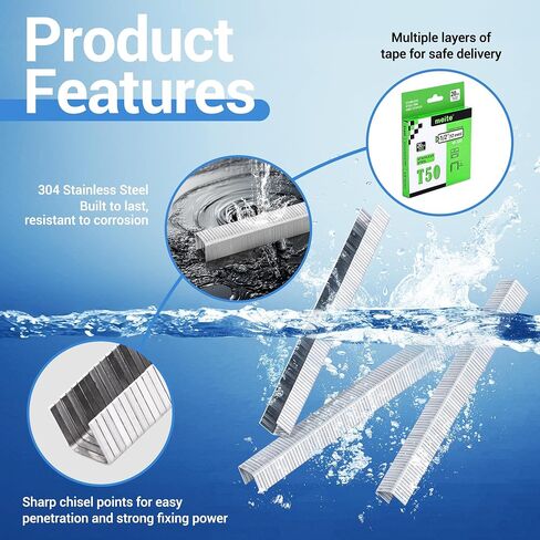 Meite T50 Staples Staples Marine ، 9/16 بوصة من المواد الغذائية الثقيلة للبندقية الأساسية - 1512 التهم ، 20 مقياس 3/8 بوصة التاج T50 من المواد الغامضة للمياه المالحة ، التطبيقات البحرية in Kuwait