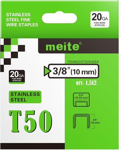Meite T50 Staples Staples Marine ، 9/16 بوصة من المواد الغذائية الثقيلة للبندقية الأساسية - 1512 التهم ، 20 مقياس 3/8 بوصة التاج T50 من المواد الغامضة للمياه المالحة ، التطبيقات البحرية in Kuwait