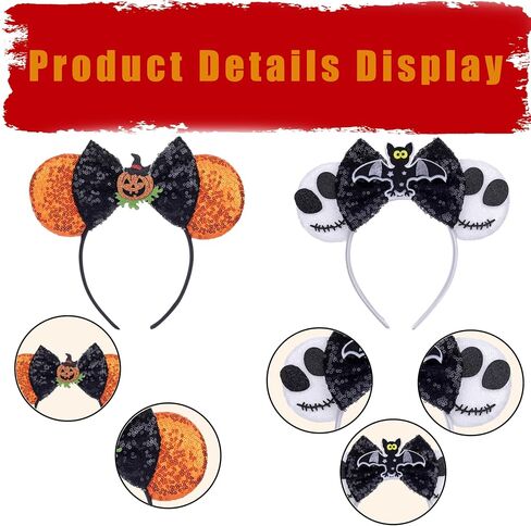 Sparkle Yellow Mouse Ears Headbands with Bow Rose Gold Classic Red for Women Birthday Parties Cosplay Accessories (Yellow rose) in Saudi Arabia