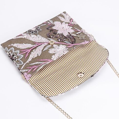 Clutch Purses for Women, Envelope Package, Sequin Embroidered Flowers Straw Bag, Bohemian Handmade Handbags in Saudi Arabia