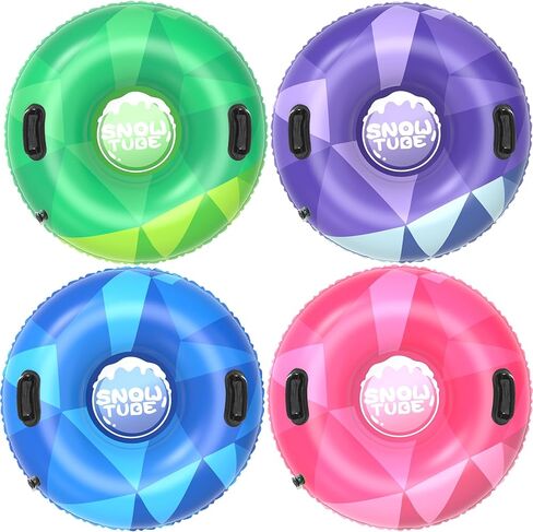 3Pack Snow Tubes, Snow Sled for Kids and Adults, Cold-Resistant Inflatable Snow Tube, Thickened Heavy Duty Sleds for Winter with Handles, Snow Toys, Snow Sleds for Family Activities Outdoor Fun in Kuwait
