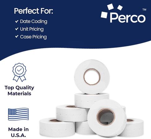 ملصقات خضراء من Perco 1 Line Fluorescent - 4 غلاف ، 32000 تسميات فارغة وتاريخ تسميات بندقية Perco 1 خط الأسعار ومستعاد التاريخ in Kuwait
