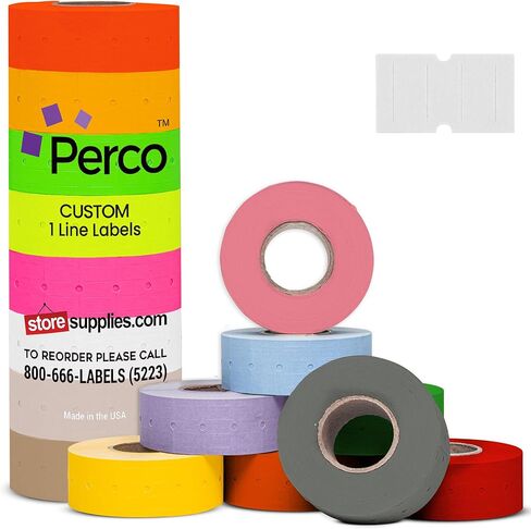 ملصقات خضراء من Perco 1 Line Fluorescent - 4 غلاف ، 32000 تسميات فارغة وتاريخ تسميات بندقية Perco 1 خط الأسعار ومستعاد التاريخ in Kuwait