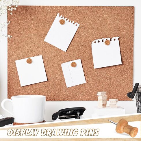 Sawysine 80 Pcs Wood Push Pins, Wood Thumb Tacks Decorative Push Pins for Cork Boards, Map Photos Calendar and Home Office Craft Projects(Round) in Kuwait