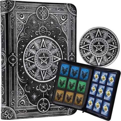 Binder Card Trading Card Trading Star - 9 جيب TCG Binder - Leather Pucium Faux -Leather - 432 جيوب تحميل جانبية - حامل تخزين مثالي لـ MTG ، والعديد من مجموعات بطاقات TCG و Trading (جوهرة زرقاء) in Kuwait
