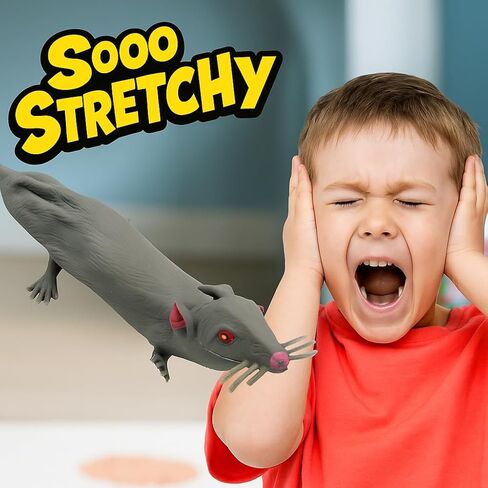 JA-RU Sticky Stretchy Rubber Rat Toys (4 Rats) Squishy Sticky Fidget Toys for Kids. Funny Halloween Pranks, Joke, & Gag Gift. Animal Party Favors Stocking Stuffers Pinata Fillers Easter Egg. 053-4p in Kuwait