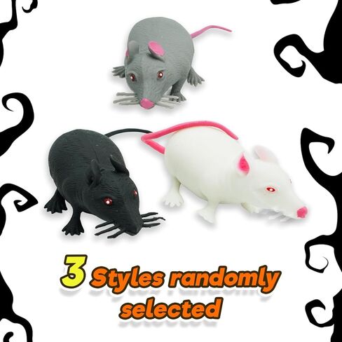 JA-RU Sticky Stretchy Rubber Rat Toys (4 Rats) Squishy Sticky Fidget Toys for Kids. Funny Halloween Pranks, Joke, & Gag Gift. Animal Party Favors Stocking Stuffers Pinata Fillers Easter Egg. 053-4p in Kuwait