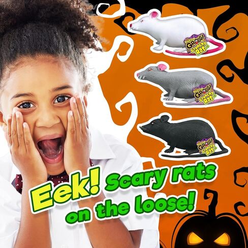 JA-RU Sticky Stretchy Rubber Rat Toys (4 Rats) Squishy Sticky Fidget Toys for Kids. Funny Halloween Pranks, Joke, & Gag Gift. Animal Party Favors Stocking Stuffers Pinata Fillers Easter Egg. 053-4p in Kuwait