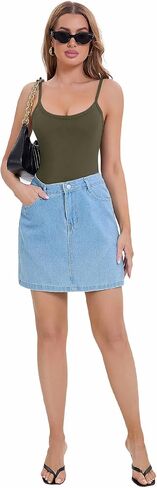Rooscier Women's Spaghetti Strap Scoop Neck Sleeveless Bodysuit Backless Sexy Tank Tops in Saudi Arabia