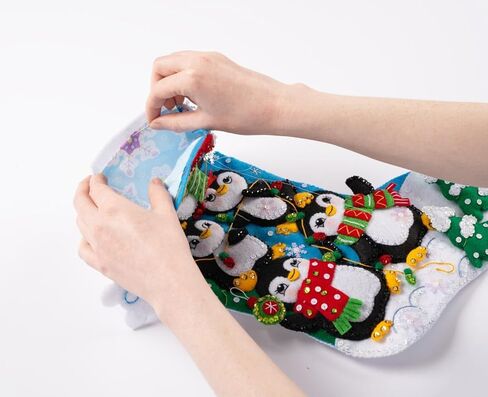 Bucilla Snowflakes Stocking Liner, 18" Pre-Sewn Insert Perfect for Holiday DIY Arts and Crafts Projects, 89673E in Kuwait