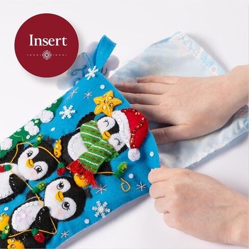 Bucilla Snowflakes Stocking Liner, 18" Pre-Sewn Insert Perfect for Holiday DIY Arts and Crafts Projects, 89673E in Kuwait