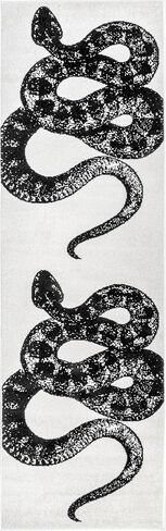 nuLOOM 3x5 Thomas Paul Serpent Area Rug, Black & Off White, Snake Design, Non-Slip Backing, Stain Resistant, For Bedroom, Dining Room, Living Room, Hallway, Office, Kitchen, Entryway in Saudi Arabia