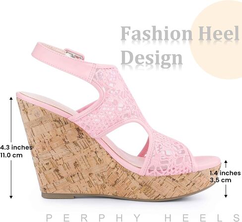 Perphy Lace Ongle Strap Platform أسافنة الكعب للنساء in Saudi Arabia