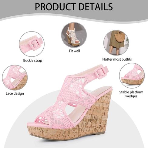 Perphy Lace Ongle Strap Platform أسافنة الكعب للنساء in Saudi Arabia