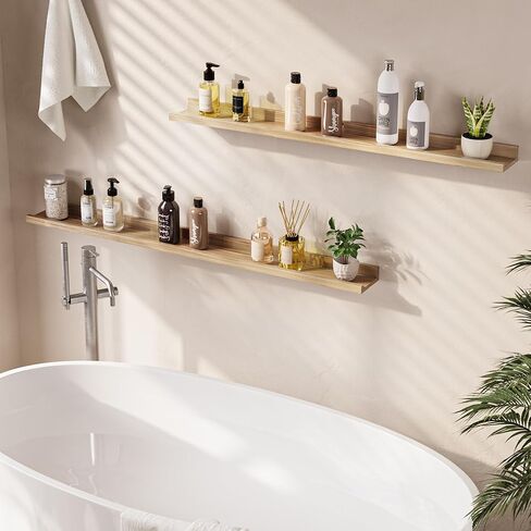 Floating Shelves For Wall, Picture Ledge Shelf 24 Inch Solid Wood Set of 2, Rustic Wall Shelves with Lip, Kids Bookshelf, Photo & Picture Live Edge Floating Shelves for Bedroom, Living Room, Kitchen in Kuwait