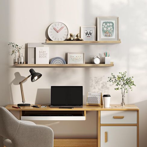 Floating Shelves For Wall, Picture Ledge Shelf 24 Inch Solid Wood Set of 2, Rustic Wall Shelves with Lip, Kids Bookshelf, Photo & Picture Live Edge Floating Shelves for Bedroom, Living Room, Kitchen in Kuwait