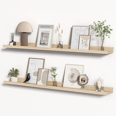 Floating Shelves For Wall, Picture Ledge Shelf 24 Inch Solid Wood Set of 2, Rustic Wall Shelves with Lip, Kids Bookshelf, Photo & Picture Live Edge Floating Shelves for Bedroom, Living Room, Kitchen in Kuwait