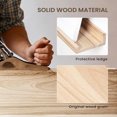 Floating Shelves For Wall, Picture Ledge Shelf 24 Inch Solid Wood Set of 2, Rustic Wall Shelves with Lip, Kids Bookshelf, Photo & Picture Live Edge Floating Shelves for Bedroom, Living Room, Kitchen in Kuwait