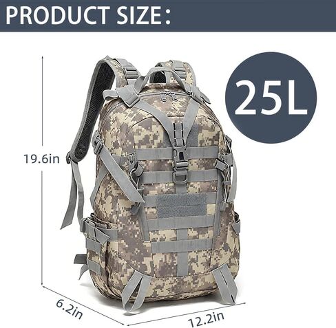حقيبة ظهر تكتيكية aiGear 25L كاكي للتنزه سيرًا على الأقدام حقيبة ظهر عسكرية Molle EDC للرجال والنساء in Kuwait