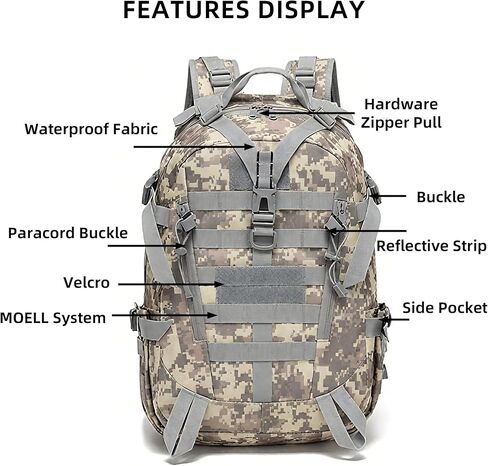 حقيبة ظهر تكتيكية aiGear 25L كاكي للتنزه سيرًا على الأقدام حقيبة ظهر عسكرية Molle EDC للرجال والنساء in Kuwait