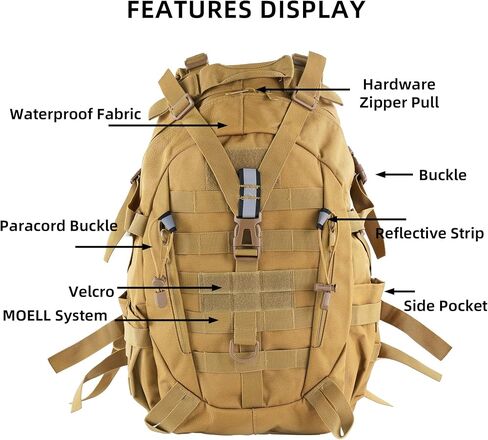 aiGear 25L Tactical Backpack, MOLLE Hiking Daypack, Khaki in Kuwait