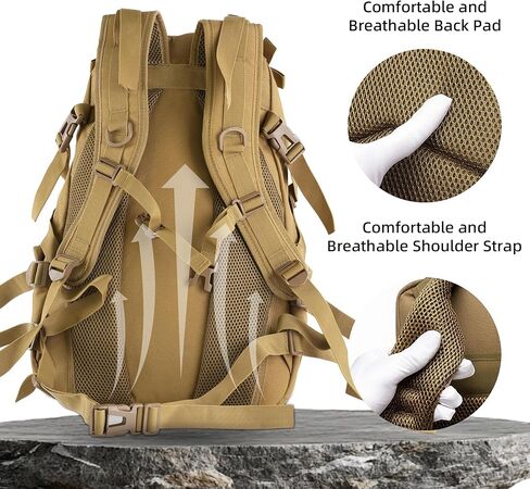 aiGear 25L Tactical Backpack, MOLLE Hiking Daypack, Khaki in Kuwait