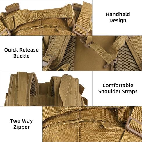 aiGear 25L Tactical Backpack, MOLLE Hiking Daypack, Khaki in Kuwait