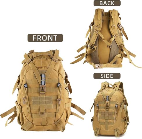 aiGear 25L Tactical Backpack, MOLLE Hiking Daypack, Khaki in Kuwait