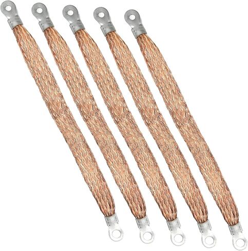 3PCS Automotive Ground Strap, Flat Braided Copper Grounding Cable Straps with Terminal Plugs, Universal Flexible Tinned Copper Braided Engine Ground Straps for Most Cars in Saudi Arabia