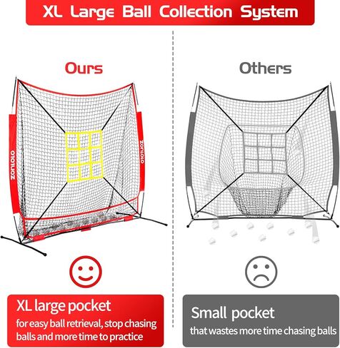 6x6ft Baseball & Softball Net for Hitting,Pitching,Batting, and Accuracy Throwing Practice,Baseball net with Sturdy Bow Frame,Battting Tee,Strike Zone, Middle Size,Suitable for Kids! in Kuwait