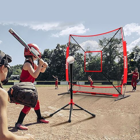 6x6ft Baseball & Softball Net for Hitting,Pitching,Batting, and Accuracy Throwing Practice,Baseball net with Sturdy Bow Frame,Battting Tee,Strike Zone, Middle Size,Suitable for Kids! in Kuwait