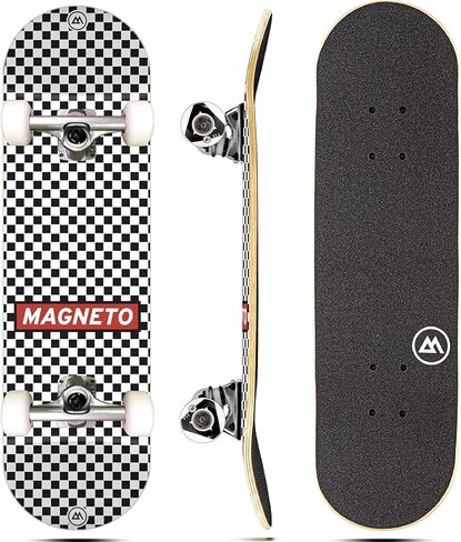 Magneto Complete Skateboard | 6-Layer Canadian Maple Double Kick Concave Deck | Beginners, and Teens in Kuwait