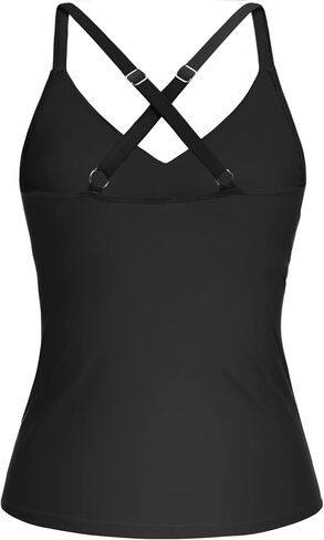 نساء Tankini بدلة الاستحمام أعلى - Twist Front V الرقبة أعلى فقط من الطوب الصليب الأحمر الصليب الأحمر السيطرة على ملابس السباحة 2025 XL in Saudi Arabia