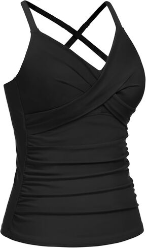 نساء Tankini بدلة الاستحمام أعلى - Twist Front V الرقبة أعلى فقط من الطوب الصليب الأحمر الصليب الأحمر السيطرة على ملابس السباحة 2025 XL in Saudi Arabia