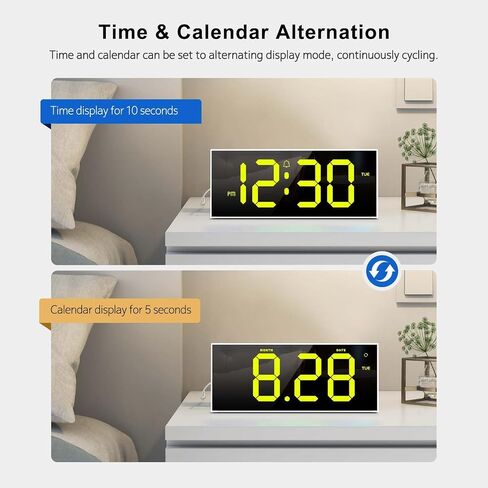 Large Digital Wall Clock 12", Digital Clock with Full Screen Display, 12 RGB Colors Changing Remote Control, DST, Wall Clock with Night Lights for Elderly Living Room Bedroom Office Gaming Room Decor in Saudi Arabia