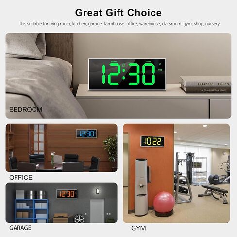 Large Digital Wall Clock 12", Digital Clock with Full Screen Display, 12 RGB Colors Changing Remote Control, DST, Wall Clock with Night Lights for Elderly Living Room Bedroom Office Gaming Room Decor in Saudi Arabia