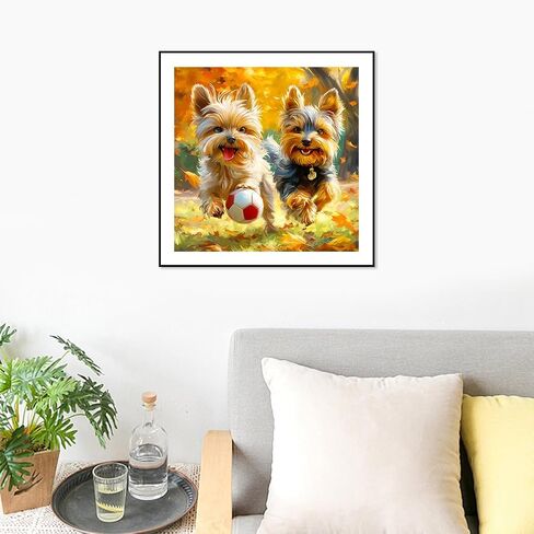 FHBUBPUP Dog Diamond Painting Kits for Adults, Kissing Dog Diamond Art Kits for Beginners, 5D DIY Full Drill Round Flower Gem Art, Paint with Diamond Beads Craft Home Wall Decor 12x12 inch in Kuwait