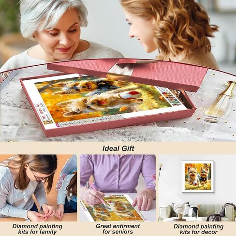 FHBUBPUP Dog Diamond Painting Kits for Adults, Kissing Dog Diamond Art Kits for Beginners, 5D DIY Full Drill Round Flower Gem Art, Paint with Diamond Beads Craft Home Wall Decor 12x12 inch in Kuwait