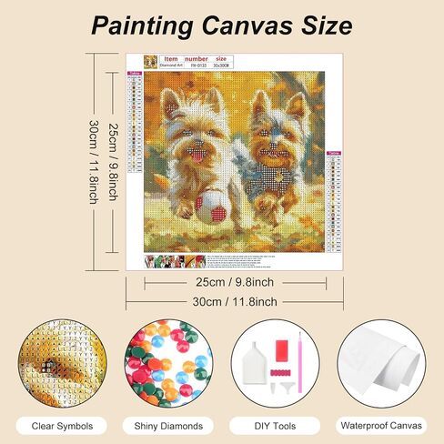 FHBUBPUP Dog Diamond Painting Kits for Adults, Kissing Dog Diamond Art Kits for Beginners, 5D DIY Full Drill Round Flower Gem Art, Paint with Diamond Beads Craft Home Wall Decor 12x12 inch in Kuwait