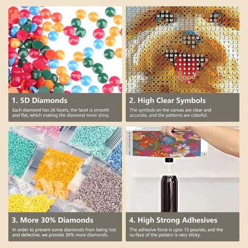 FHBUBPUP Dog Diamond Painting Kits for Adults, Kissing Dog Diamond Art Kits for Beginners, 5D DIY Full Drill Round Flower Gem Art, Paint with Diamond Beads Craft Home Wall Decor 12x12 inch in Kuwait