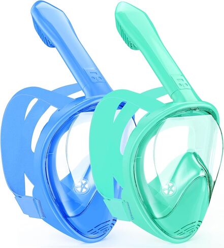 Kids Snorkel Mask Full Face, Snorkeling Gear for Kids 2-14 with Camera Mount, 180 Degree Panoramic View Snorkeling Set Anti-Fog Anti-Leak in Kuwait