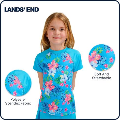 Lands 'end Kids Boys and Girls Swimwear UPF 50 Shirt Shirt Shirt Rash Guard (XXS-XL) in Saudi Arabia