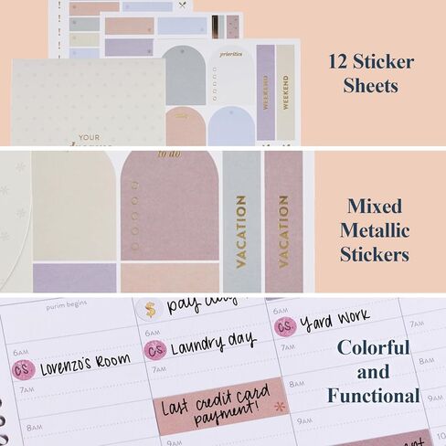 Erin Condren Functional Sticker Book Fan, 24 Sheets of Colorful Stickers - Student in Kuwait