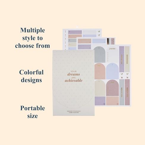 Erin Condren Functional Sticker Book Fan, 24 Sheets of Colorful Stickers - Student in Kuwait