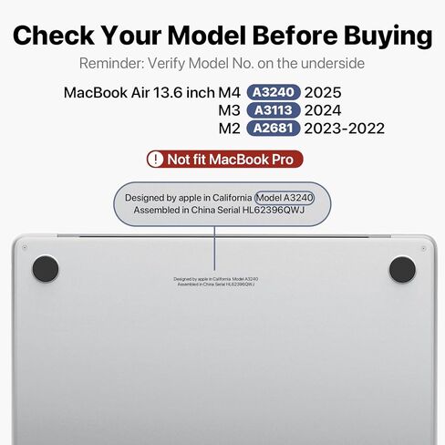 for MacBook Air 13.6 inch Case M3 M2 2024-2022 [Luxe Chroma, Dazzle Boldly] [Outshine Bare Beauty] Protective Hard Shell Cover for MacBook Air 13 inch Case Model A3113 A2681 - Graphite Gray in Kuwait