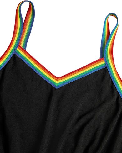 Milumia Women Casual Rainbow Stripe Print Cami Romper Knot High Waist Sport Jumpsuit in Saudi Arabia