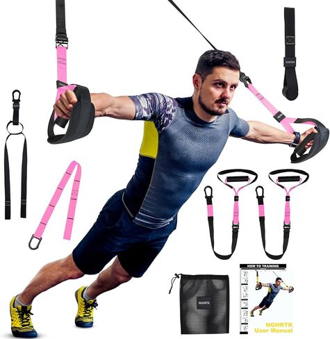 Home Suspension Training Kit with Suspension Trainer, Straps & Bands – Adjustable Full-Body Workout System for Home Gym, Yoga, Pilates, Travel | Compact Design in Kuwait