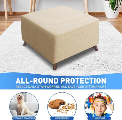 MAXIJIN Jacquard Ottoman Cover Slipcovers Folding Storage Stool Furniture Protector Cover Soft Thick Rectangle Foot Rest Slipcover with Elastic Bottom (Ottoman Large, Dark Gray) in Saudi Arabia