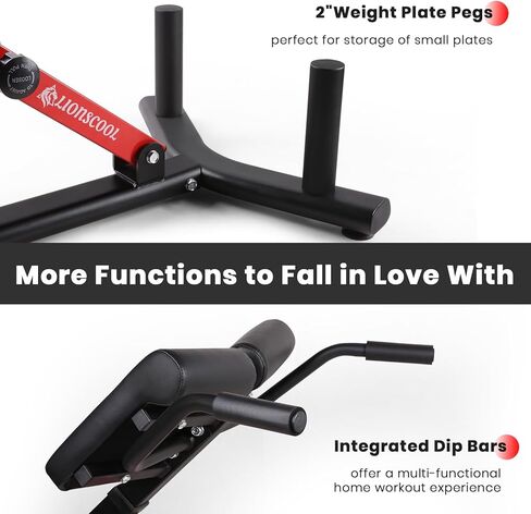 LIONSCOOL Heavy-Duty Adjustable Roman Chair - Back Extension Bench with Multiple Adjustment Functions- Hyperextension Bench Perfect for Home Gym (Black, 45°-180° Bench) in Kuwait